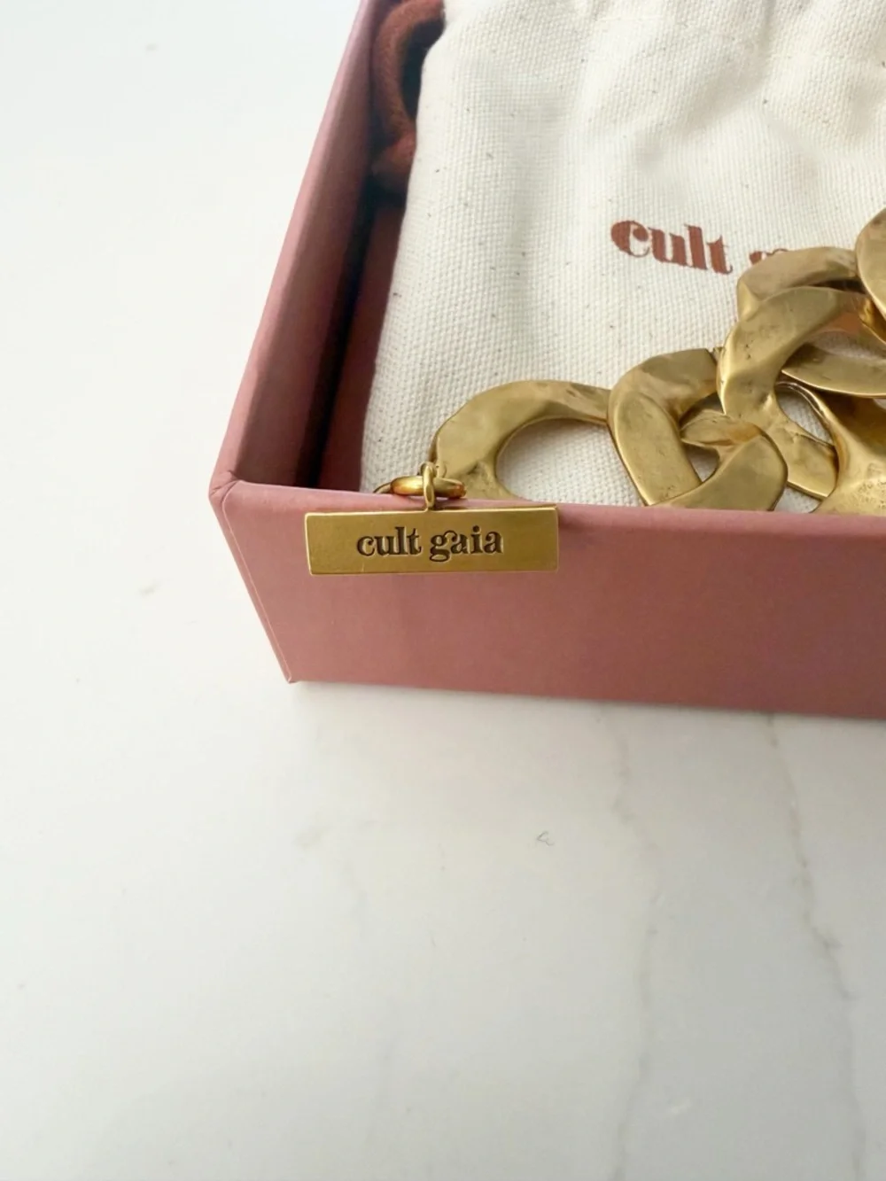 NEW in Box Cult Gaia Dulce Hammered Metal Gold Chain Bracelet MSRP 298 - Picture 8 of 8